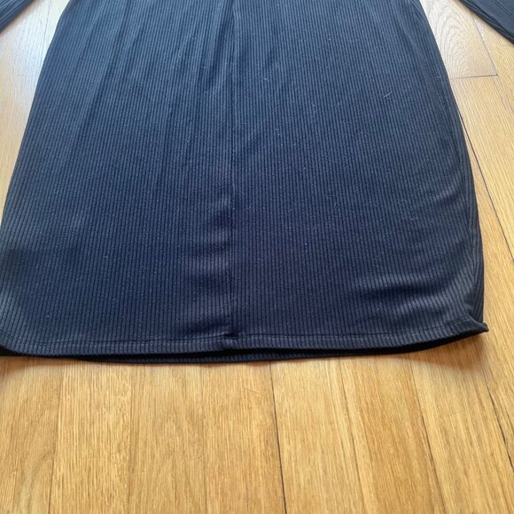 Rebecca Minkoff Size L Black Ribbed High Neck Cutout Long Sleeve Bodycon Dress - Picture 13 of 14